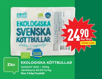 Willys Ekologiska köttbullar erbjuda