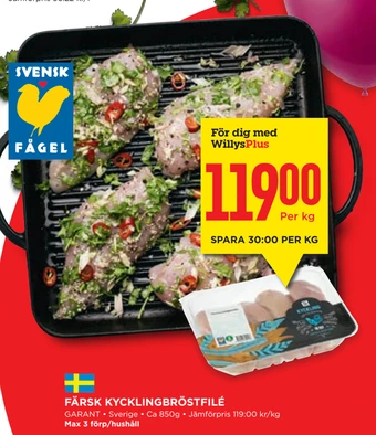 Willys Hemma Färsk kycklingbröstfilé erbjuda