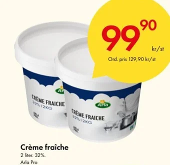 Snabbgross Crème fraîche 2 liter. 32%. Arla Pro erbjuda