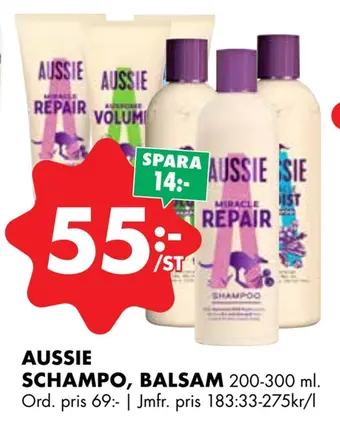 ÖoB Aussie schampo, balsam erbjuda