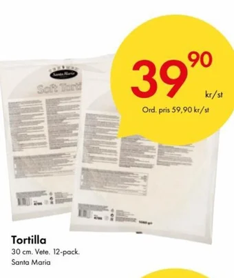 Tortilla 30 cm. Vete. 12-pack. Santa Maria