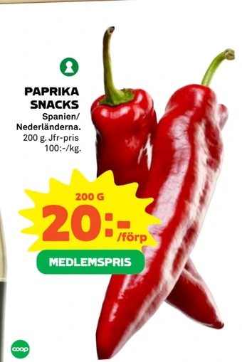 Coop Paprika snacks erbjuda
