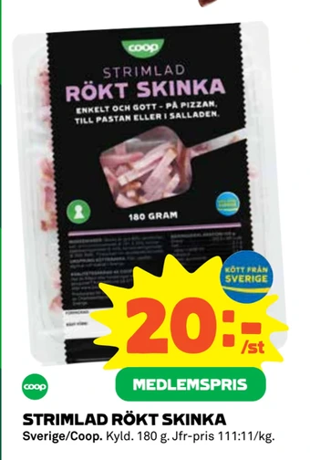 Coop Strimlad rökt skinka erbjuda