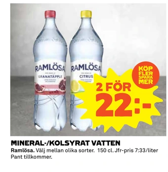 Coop Mineral-/kolsyrat vatten erbjuda