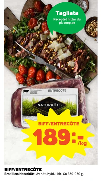 Coop Biff/entrecôte erbjuda