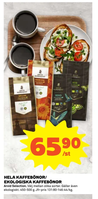 Coop Hela kaffebönor/ ekologiska kaffebönor erbjuda