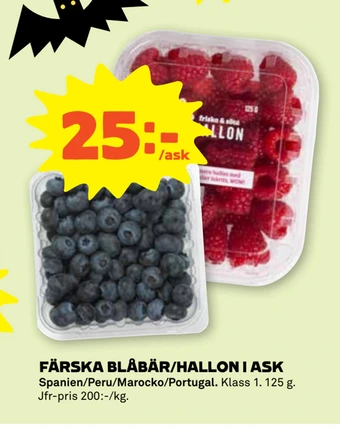 Coop Forum Färska blåbär/hallon i ask erbjuda