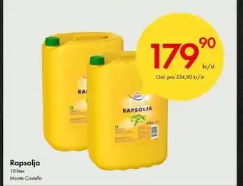 Snabbgross Rapsolja 10 liter. Monte Castello erbjuda
