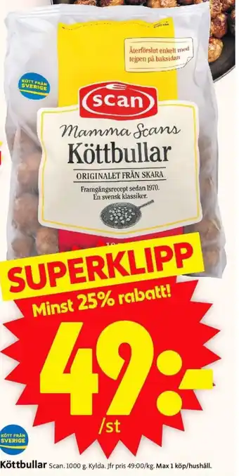 ICA Supermarket Köttbullar Scan erbjuda