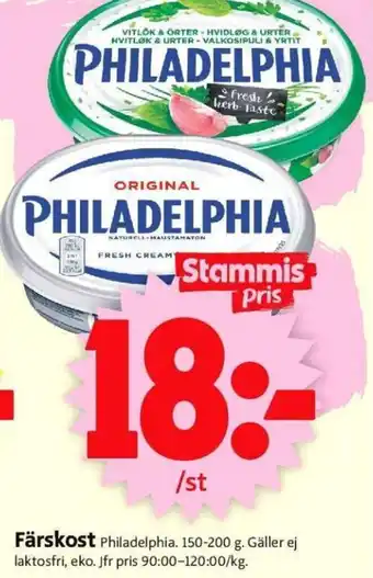 ICA Supermarket Färskost Philadelphia erbjuda