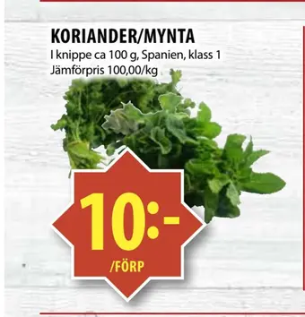 Matvärlden Tensta Koriander/mynta erbjuda