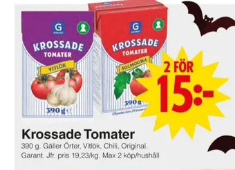 Matöppet Garant tomater erbjuda