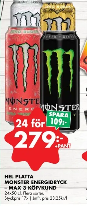 ÖoB Monster energidryck erbjuda