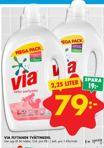 ÖoB Via tvättmedel flytande erbjuda