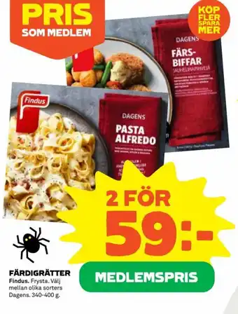 Coop Extra FÄRDIGRÄTTER Findus erbjuda