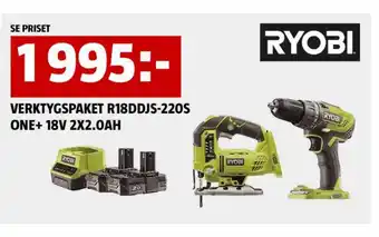 Bauhaus RYOBI VERKTYGSPAKET R18DDJS-220S ONE+ 18V 2X2.0AH erbjuda