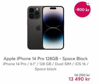 Webhallen Apple iPhone 14 Pro 128GB - Space Black erbjuda