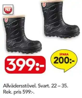 Bo Ohlsson Allvädersstövel. Svart. 22 - 35 erbjuda