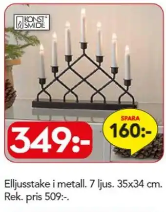 Bo Ohlsson Elljusstake i metall. 7 ljus. 35x34 cm. erbjuda