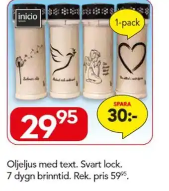 Bo Ohlsson Oljeljus med text. Svart lock. 7 dygn brinntid erbjuda