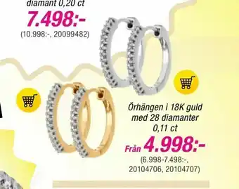 Guldfynd Örhängen i 18K guld med 28 diamanter 0,11 ct erbjuda