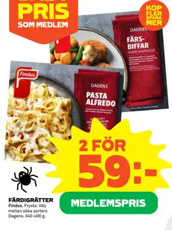Coop FÄRDIGRÄTTER Findus erbjuda