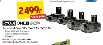 Jula Batterier 4 delar 18 v, 2x4,0 ah, 2x2,0 ah erbjuda