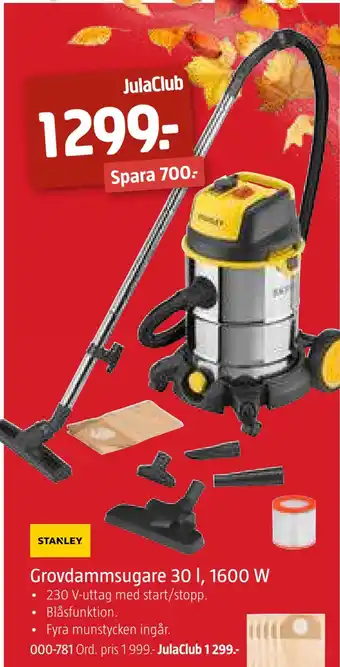 Jula Grovdammsugare 30 l, 1600 w erbjuda