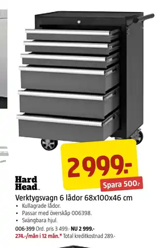 Jula Verktygsvagn 6 lådor 68x100x46 cm erbjuda