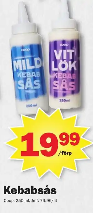 Pekås Kebabsås Coop, 250 ml. erbjuda