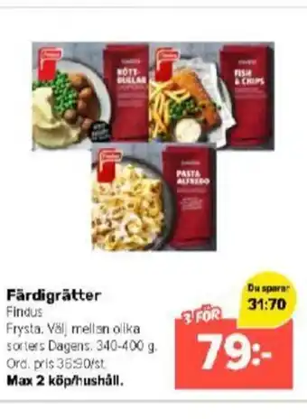 Coop Extra Färdigrätter Findus erbjuda