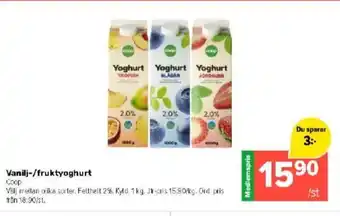 Coop Extra Vanilj-/fruktyoghurt Coop erbjuda