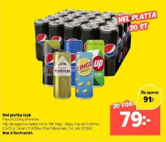 Coop Extra Hel platta läsk Pepsi/7Up/2ingo/Pommac erbjuda