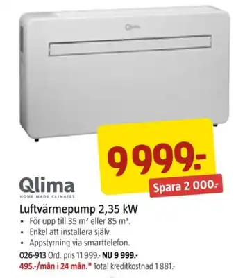 Jula Qlima värmepump erbjuda