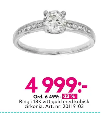 Albrekts Guld Ring i 18k vitt guld med kubisk zirkonia erbjuda
