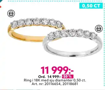 Albrekts Guld Ring i 18k med sju diamanter 0,50 ct erbjuda