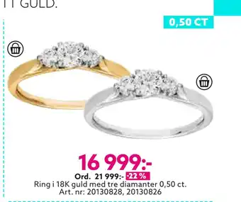 Albrekts Guld Ring i 18k guld med tre diamanter 0,50 ct erbjuda