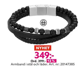 Albrekts Guld Armband i stål och läder erbjuda