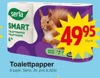 Matöppet Toalettpapper 6-pack. Serla erbjuda