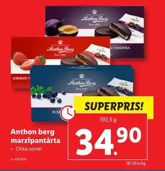 Lidl Anthon berg marzipantårta erbjuda