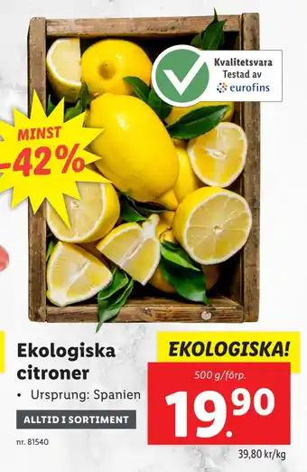 Lidl Ekologiska. citroner erbjuda