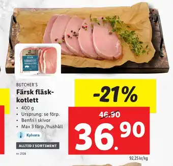 Lidl Färsk fläskkotlett erbjuda