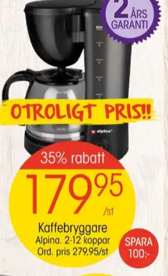 EKO Alpina kaffebryggare erbjuda
