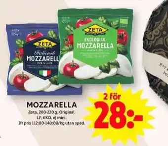 ICA Maxi Zeta mozzarella erbjuda