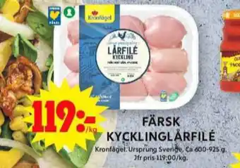 ICA Maxi Kronfågel kycklinglårfile erbjuda
