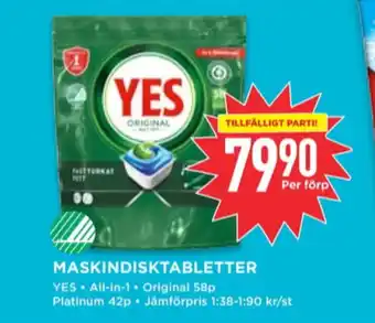 Willys Yes diskmaskintabs erbjuda