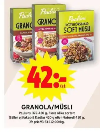 ICA Maxi Paulùns granola erbjuda