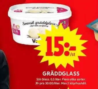 ICA Maxi Sia gräddglass erbjuda