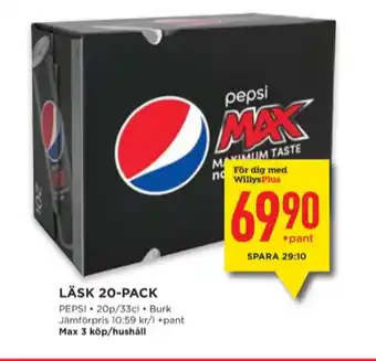 Willys Pepsi läskedryck erbjuda