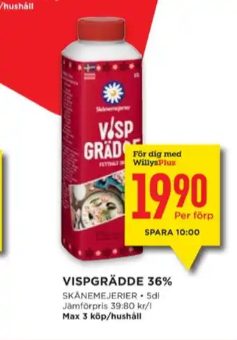 Willys Skånemejerier vispgrädde erbjuda